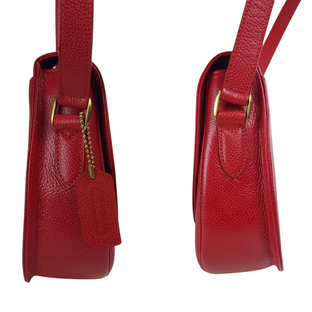 COACH 4401 Madison Carlysle Crossbody Saddle Bag Red Leather Vintage 90s Italy - Picture 6 of 13